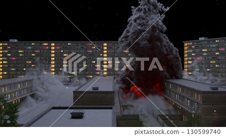 Cityscape under attack Cityscape under attack 130599740