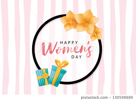 Frame style flower frame, wide and wide announcement of the Women's Festival, material sheet for the report, also applicable to Mother's Day, Lover's Day, Anniversary, Weekly Year, Wedding 130599889