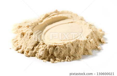 heap of protein powder isolated on white 130600021