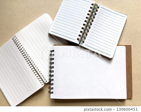 Three types of sketchbooks and notebooks 130600451