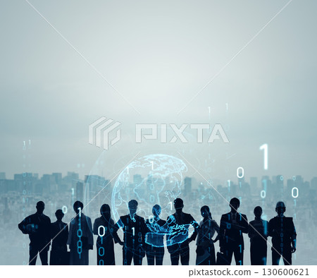 跨國人士和數位科技橫幅和廣告視覺效果 130600621