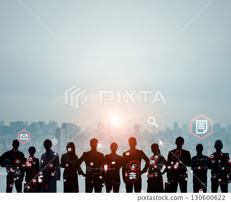 跨國人士和數位科技橫幅和廣告視覺效果 130600622