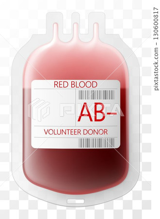 Medical dropper bag with blood AB-. Blood injection and transfusion bag isolated on transparent background. Medicine and donation concept. Bag with blood and plasma. Realistic 3d vector illustration Medical dropper bag with blood AB-. Blood injection and transfusion bag isolated on transparent background. Medicine and donation concept. Bag with blood and plasma. Realistic 3d vector illustration 130600817