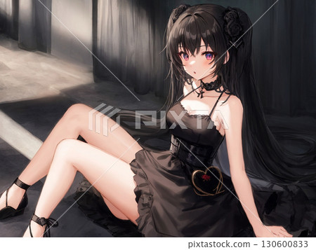 A woman in a black dress A woman in a black dress 130600833