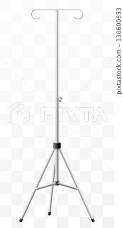 Hospital IV Stand - Medical Infusion Pole with Hooks isolated on transparent background. IV Blood Bag Dropper Stand. Laboratory equipment for blood transfusion. Realistic 3d Vector Illustration 130600853