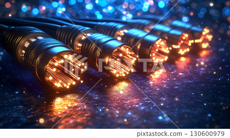 Fiber optics background with lots of light spots. fiber optical abstract background. AI Generated. Fiber optics background with lots of light spots. fiber optical abstract background. AI Generated. 130600979