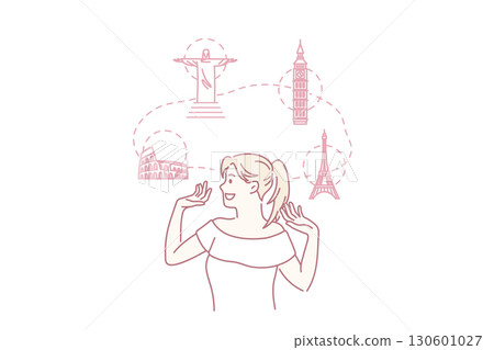 Traveling and dreaming of vacations concept Traveling and dreaming of vacations concept 130601027