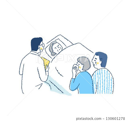 An elderly woman passes away surrounded by her family An elderly woman passes away surrounded by her family 130601278