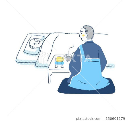 僧侶臨終時，在遺體前念誦枕經 130601279