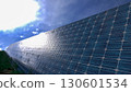 Solar panel background of photovoltaic modules for renewable energy. Clouds and blue sky in mirror. Alternative electricity source. 3d rendering. 3d illustration 130601534