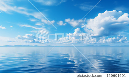 Blue sky over calm sea. Blue sea and sunny sky on horizon over calm water Blue sky over calm sea. Blue sea and sunny sky on horizon over calm water 130601601