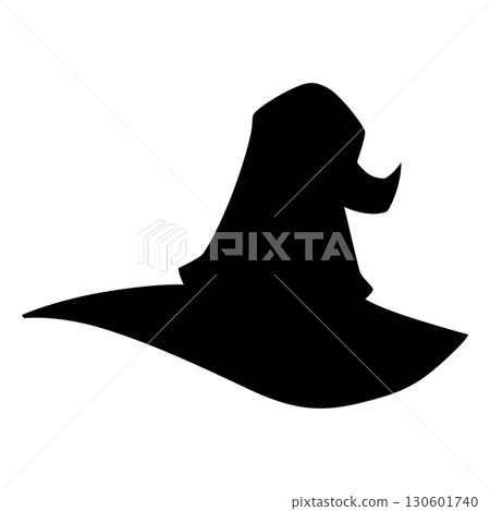 Magic witch hat black silhouette vector icon, cartoon wizard spooky hat, Halloween party costume, witchcraft accessory Magic witch hat black silhouette vector icon, cartoon wizard spooky hat, Halloween party costume, witchcraft accessory 130601740