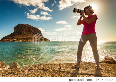 Woman and Monemvasia island Greece 130602092