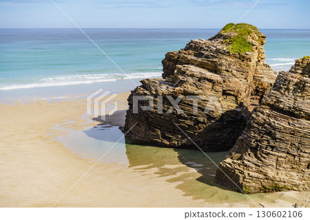 Ocean at low tide. Cathedrals Beach in Galicia Spain. Ocean at low tide. Cathedrals Beach in Galicia Spain. 130602106