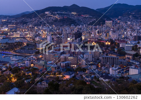 Nagasaki Prefecture: Night view of Mount Nabekanmuri in Nagasaki City, one of Japan's three greatest night views Nagasaki Prefecture: Night view of Mount Nabekanmuri in Nagasaki City, one of Japan's three greatest night views 130602262