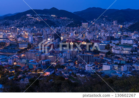 Nagasaki Prefecture: Night view of Mount Nabekanmuri in Nagasaki City, one of Japan's three greatest night views 130602267
