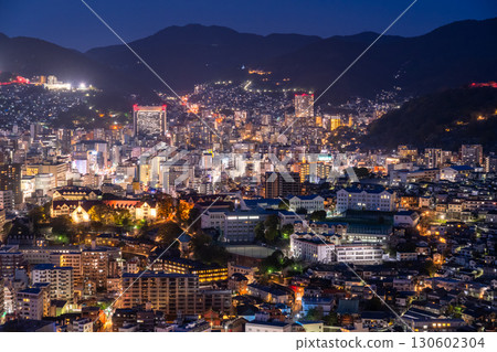 Nagasaki Prefecture: Night view of Mount Nabekanmuri in Nagasaki City, one of Japan's three greatest night views Nagasaki Prefecture: Night view of Mount Nabekanmuri in Nagasaki City, one of Japan's three greatest night views 130602304