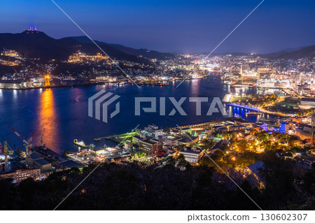 Nagasaki Prefecture: Night view of Mount Nabekanmuri in Nagasaki City, one of Japan's three greatest night views 130602307