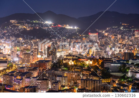 Nagasaki Prefecture: Night view of Mount Nabekanmuri in Nagasaki City, one of Japan's three greatest night views Nagasaki Prefecture: Night view of Mount Nabekanmuri in Nagasaki City, one of Japan's three greatest night views 130602316