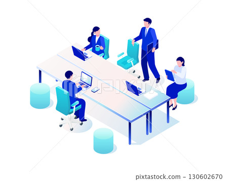 免費地址辦公室彈性工作空間-等距插圖 免費地址辦公室彈性工作空間-等距插圖 130602670