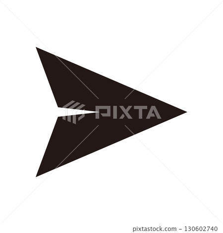 Paper airplane-shaped send icon, vector illustration, black, single item 130602740