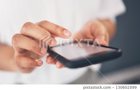 Closeup, hands and smartphone for typing, social media and connection for communication. Zoom, female professional and lady with cellphone, screen and networking for message, chatting and texting Closeup, hands and smartphone for typing, social media and connection for communication. Zoom, female professional and lady with cellphone, screen and networking for message, chatting and texting 130602899