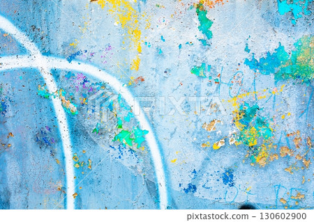 Vibrant Blue Graffiti with Neon Green and Yellow Accents for Urban Style 130602900