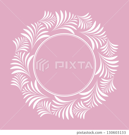 Decorative frame Elegant vector element for design in Eastern style, place for text. Floral pink and white border. Lace illustration for invitations and greeting cards 130603133