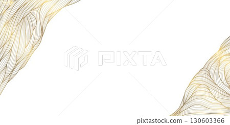 Vector line wave abstract background, elegant luxury flow corners, gold on white. Premium curve glitter poster, modern japanese template. 130603366