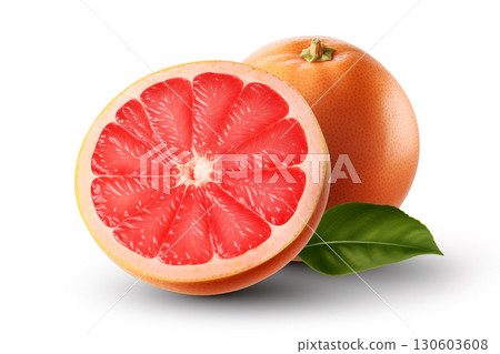 Grapefruit isolated. Set of fresh slices grapefruit. 130603608