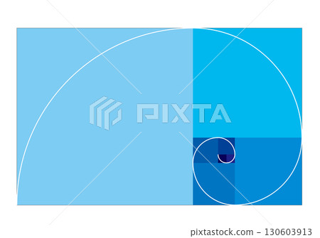 黃金比例、螺旋、斐波那契數列、神聖幾何、線條畫、圖形素材 130603913