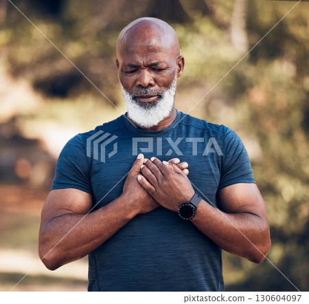 Black man, pain and heart attack from outdoor exercise, running workout or health. Senior sports male, chest and stroke of fitness emergency, asthma and risk of cardiac arrest, body injury or problem Black man, pain and heart attack from outdoor exercise, running workout or health. Senior sports male, chest and stroke of fitness emergency, asthma and risk of cardiac arrest, body injury or problem 130604097
