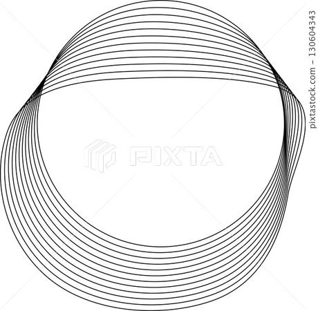 Circle flowing wavy lines blending shape. Technology design element 130604343