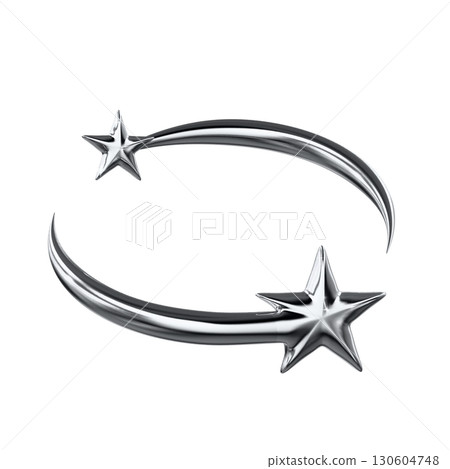Metal chrome 3D illustration shooting star Metal chrome 3D illustration shooting star 130604748