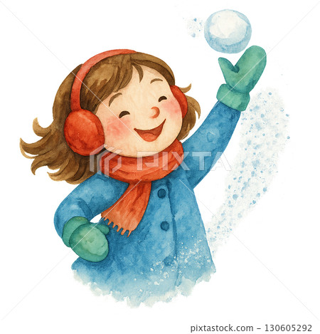 Playful children stringing popcorn and cranberry garland amidst pine sprigs with soft watercolor splashes on transparent background 130605292