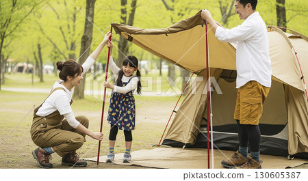 一家三口搭帳篷 130605387