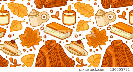 Seamless Autumn Sweater Cake Pattern 130605751