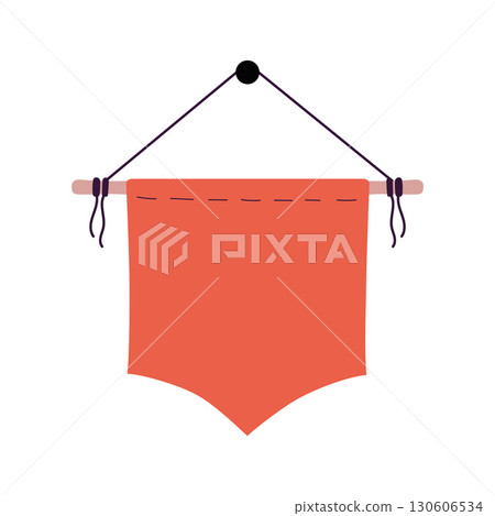 Orange Halloween hanging flag with eerie ripped edges and creepy textile look. Great for seasonal party decor, haunted posters, invitations, banners, and gothic designs. Flat vector illustration. 130606534