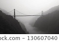 Suspension bridge over a misty valley 130607040