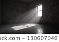 A dark room with a window through which light shines 130607046
