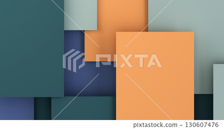 Abstract multicolor geometric square background with layered 3D shapes, modern design and minimal style. Abstract multicolor geometric square background with layered 3D shapes, modern design and minimal style. 130607476