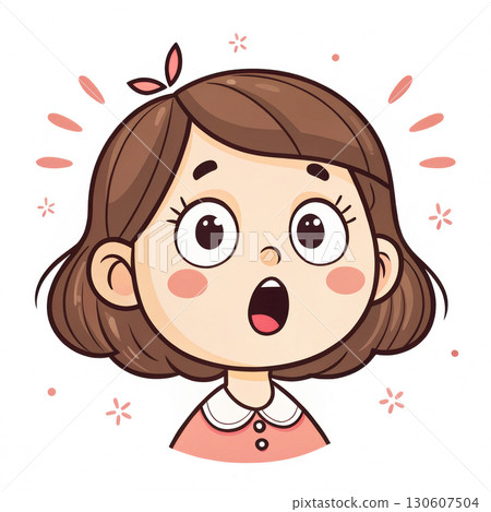 Girl with surprised face 130607504