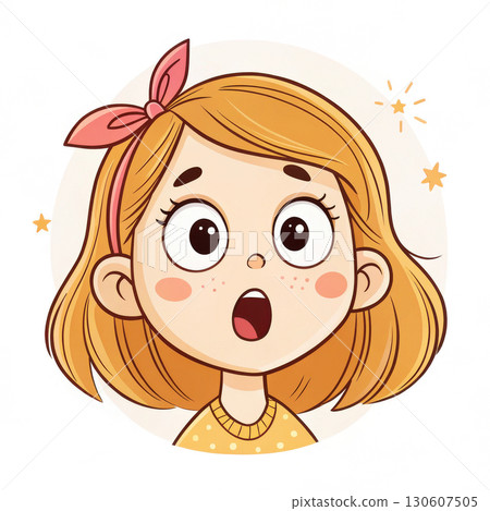 Girl with surprised face 130607505
