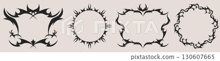 Decorative gothic frame set with tribal ornaments 130607665