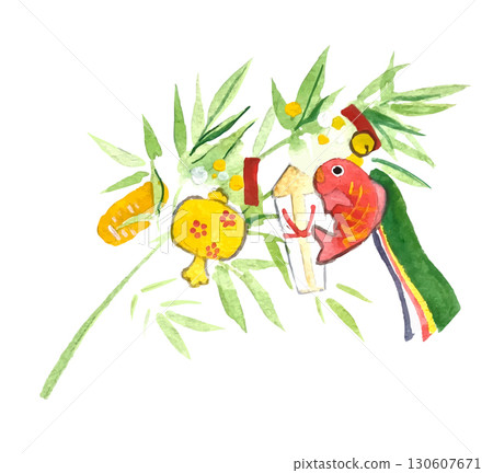 Illustration material: Hand-drawn lucky charm of Toka Ebisu, lucky bamboo 130607671