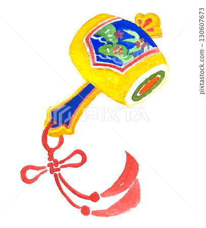 Illustration material: Hand-drawn lucky charm of the Tenka Ebisu festival, mallet 130607673