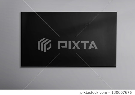 Screen tv mockup with black display on wall 130607676