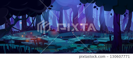 Mystical forest swamp landscape 130607771