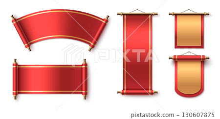 Traditional Chinese scroll banners Traditional Chinese scroll banners 130607875