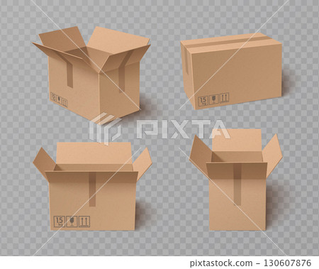 Cardboard box collection with open top 130607876